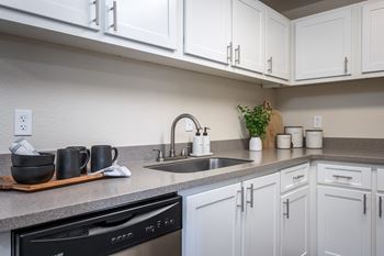 Slab countertops in select apartments